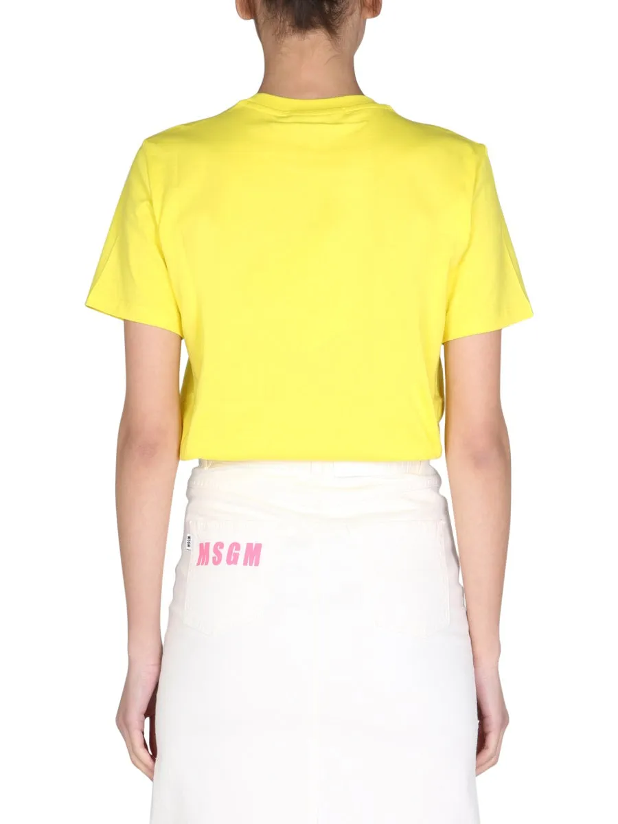 MSGM Logo Printed Crewneck T-Shirt
