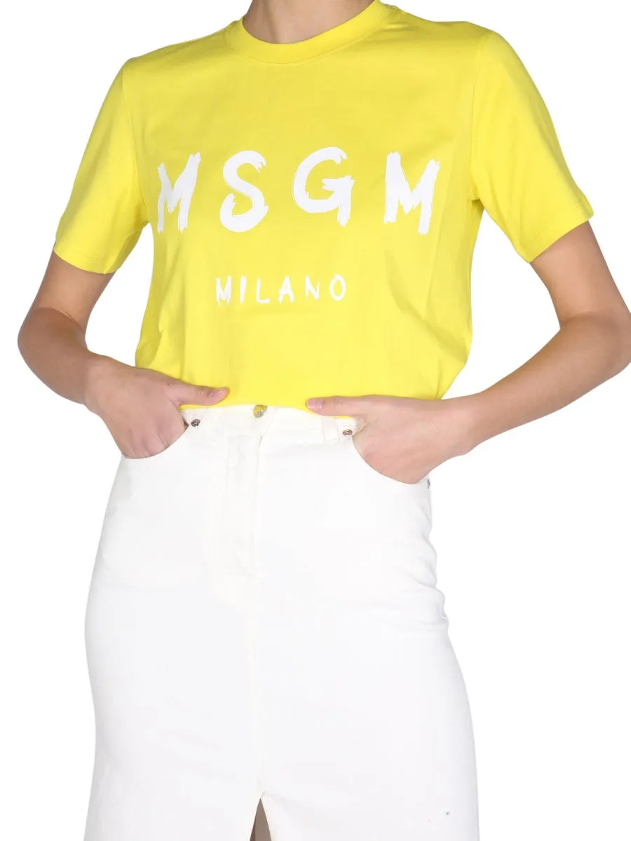 MSGM Logo Printed Crewneck T-Shirt