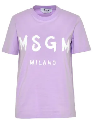 MSGM Logo Printed Crewneck T-Shirt