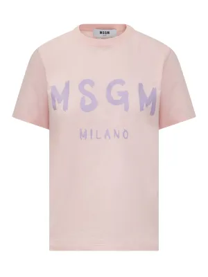 MSGM Logo Printed Crewneck T-Shirt