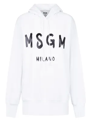 MSGM Logo Printed Drawstring Hoodie