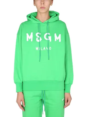 MSGM Logo Printed Drawstring Hoodie