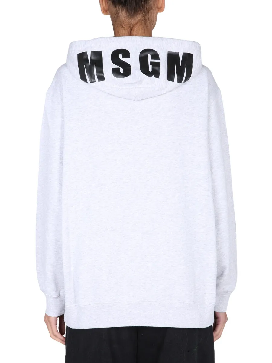 MSGM Logo Printed Drawstring Hoodie