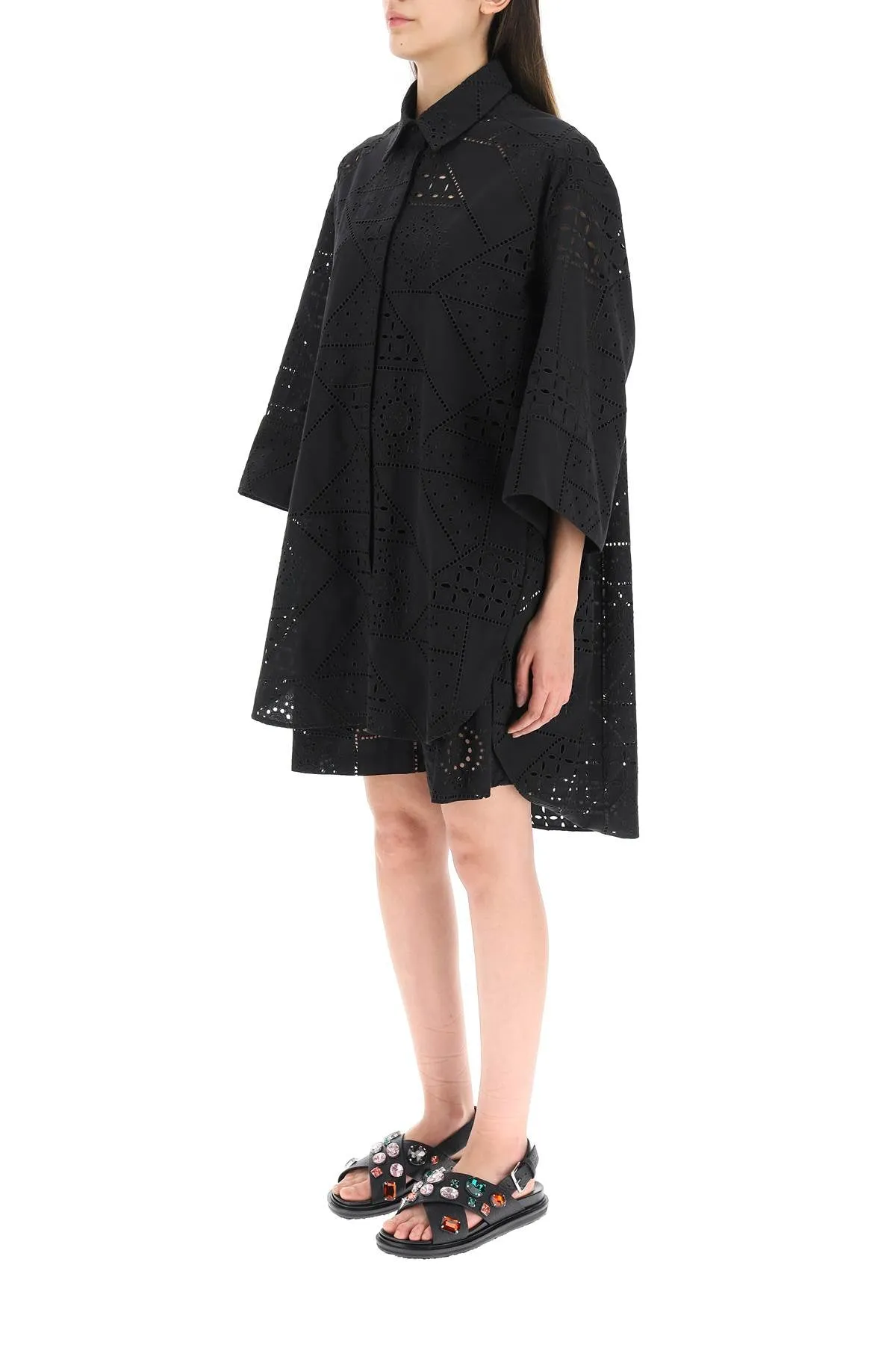 MSGM Oversized Embroidery Shirt Dress