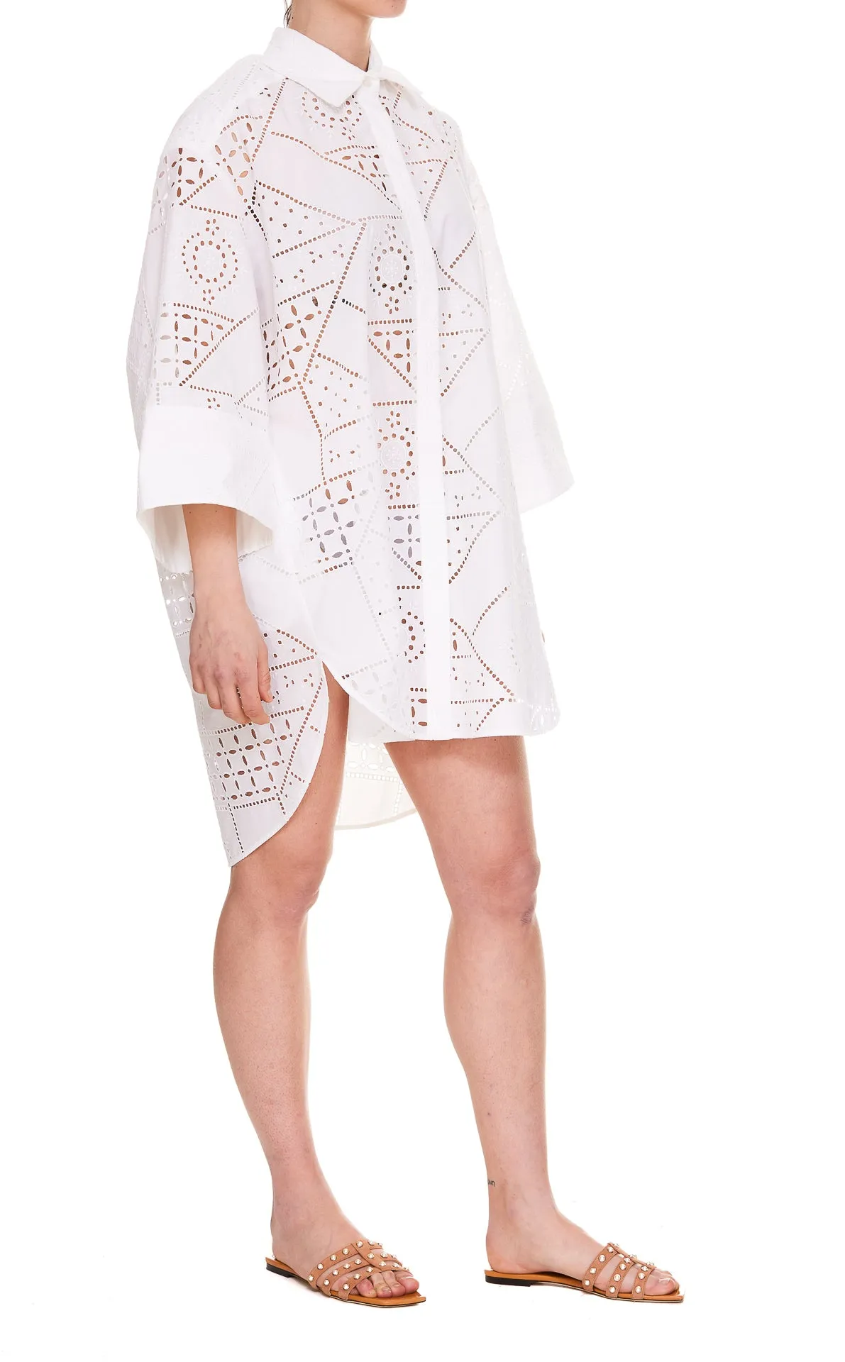 MSGM Oversized Embroidery Shirt Dress