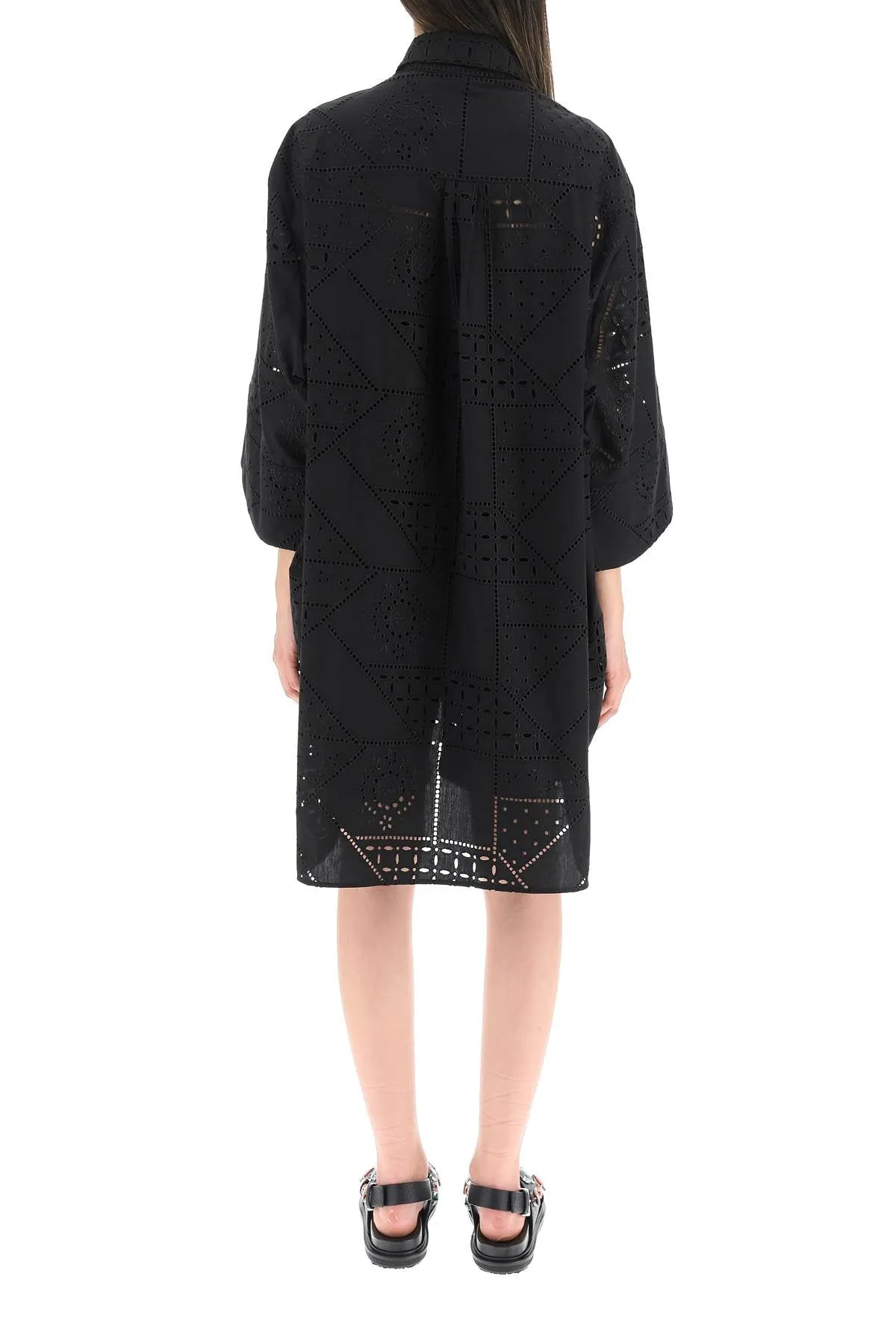 MSGM Oversized Embroidery Shirt Dress