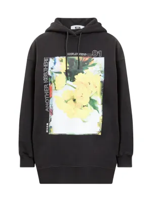 MSGM Oversized Graphic Print Drawstring Hoodie