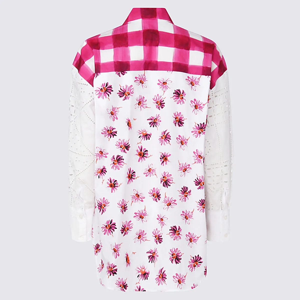 MSGM Perforated Floral Printed Buttoned Shirt
