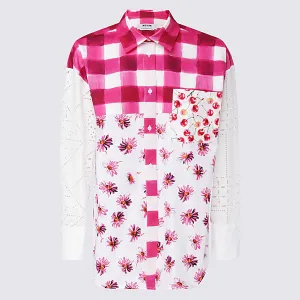MSGM Perforated Floral Printed Buttoned Shirt