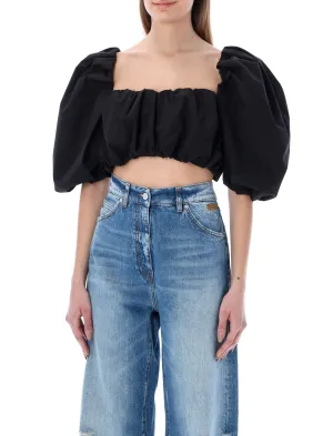 MSGM Puff-Sleeves Cropped Top