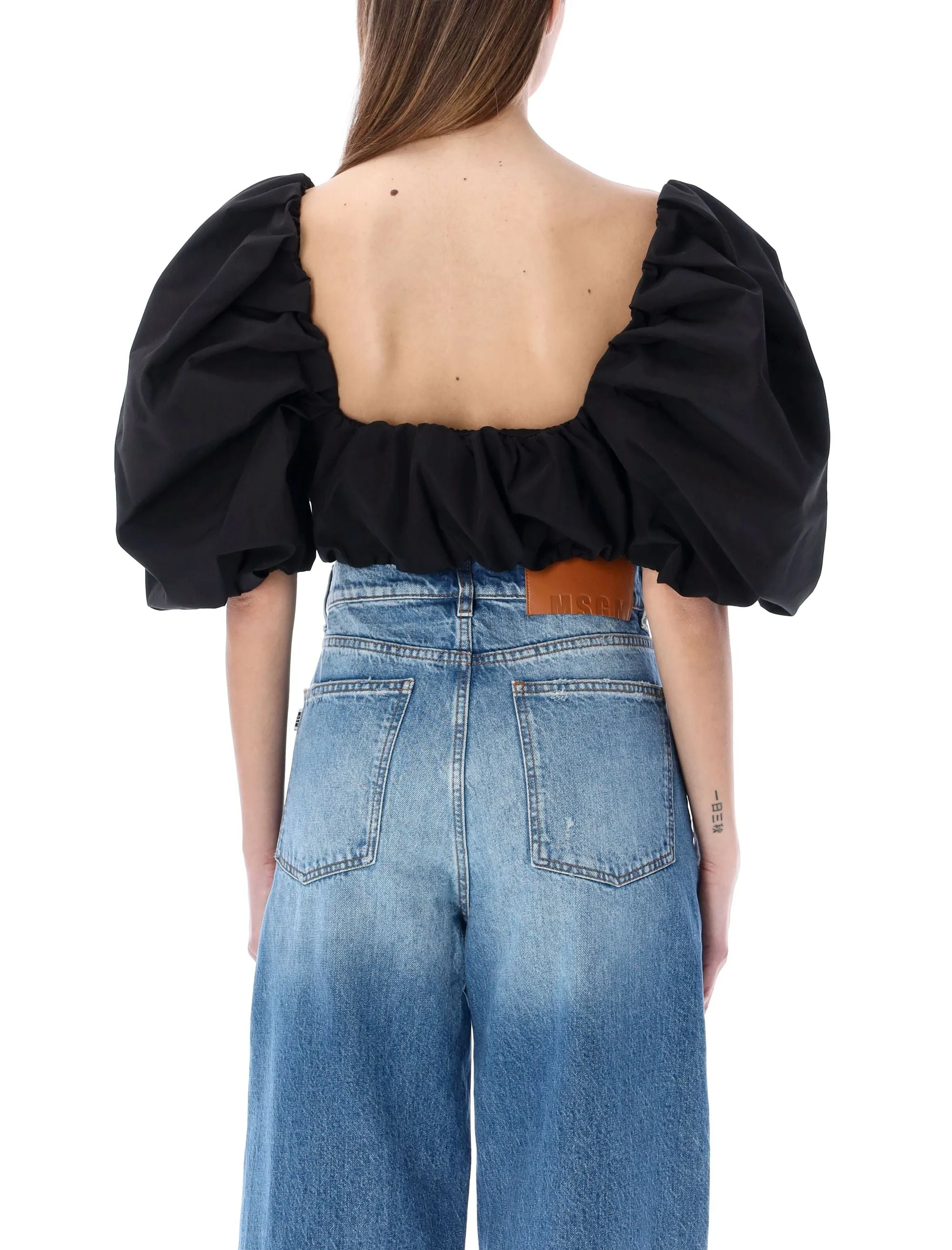 MSGM Puff-Sleeves Cropped Top