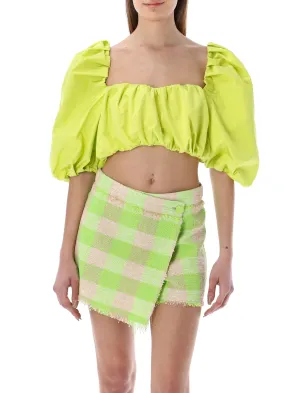 MSGM Puff-Sleeves Cropped Top