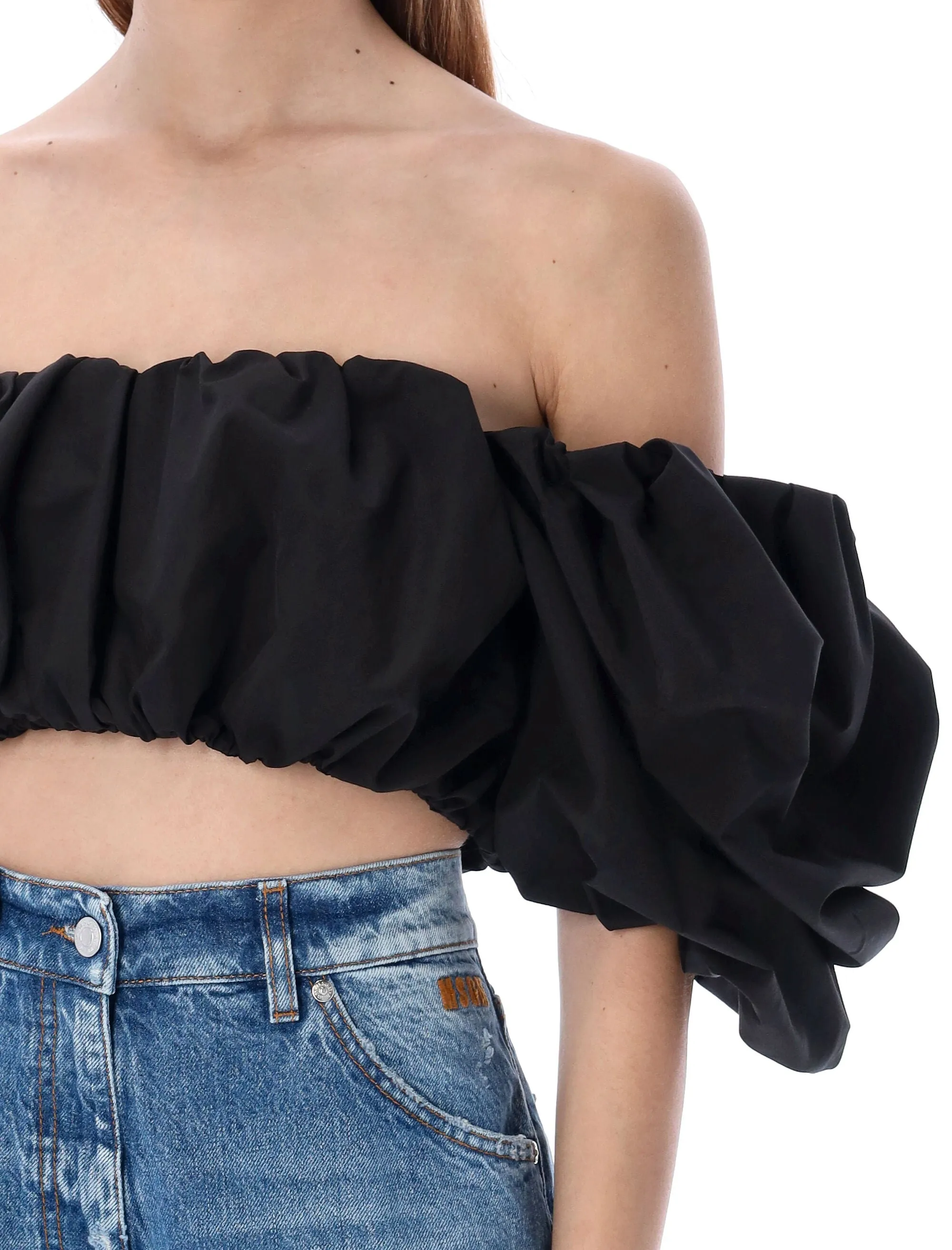 MSGM Puff-Sleeves Cropped Top