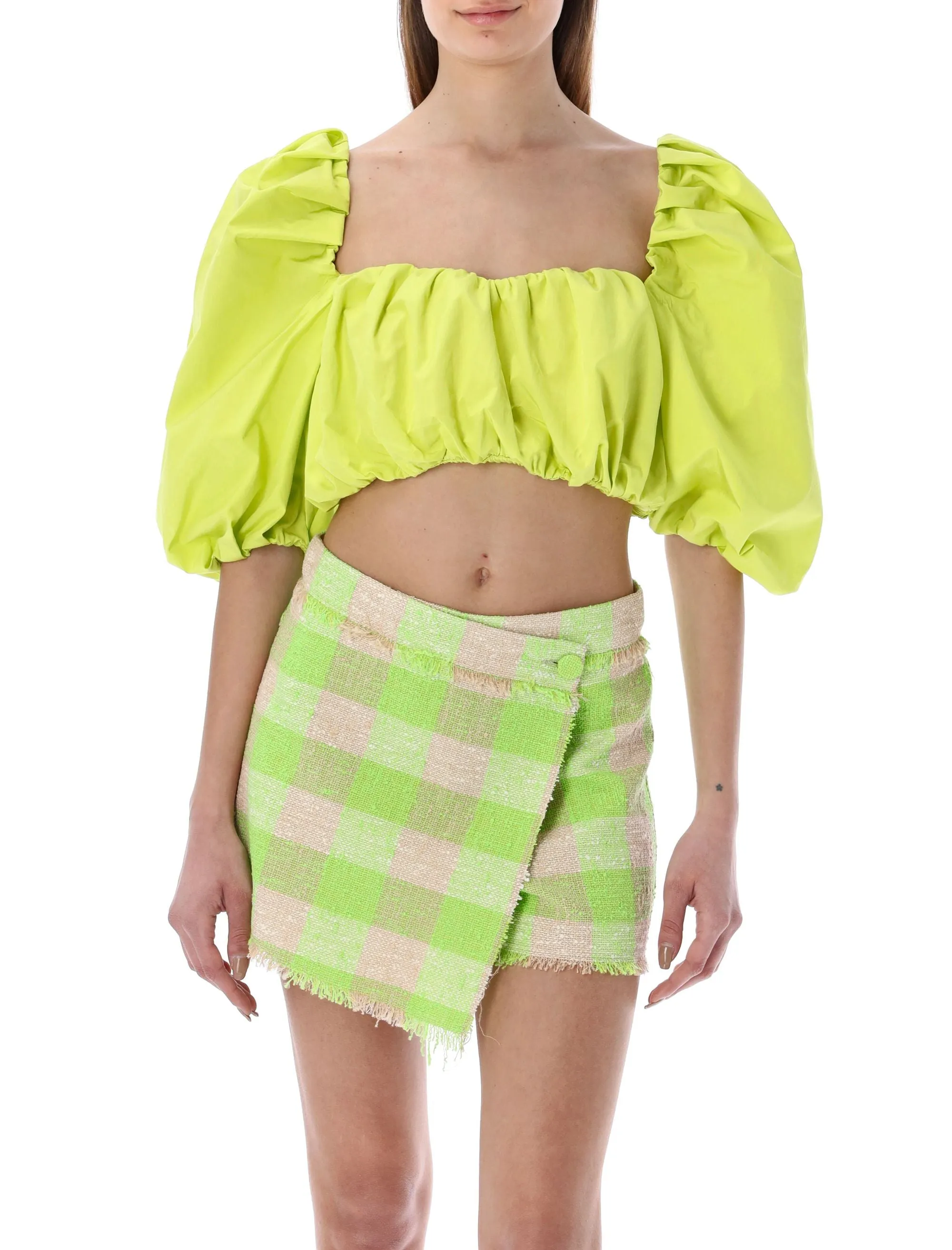 MSGM Puff-Sleeves Cropped Top