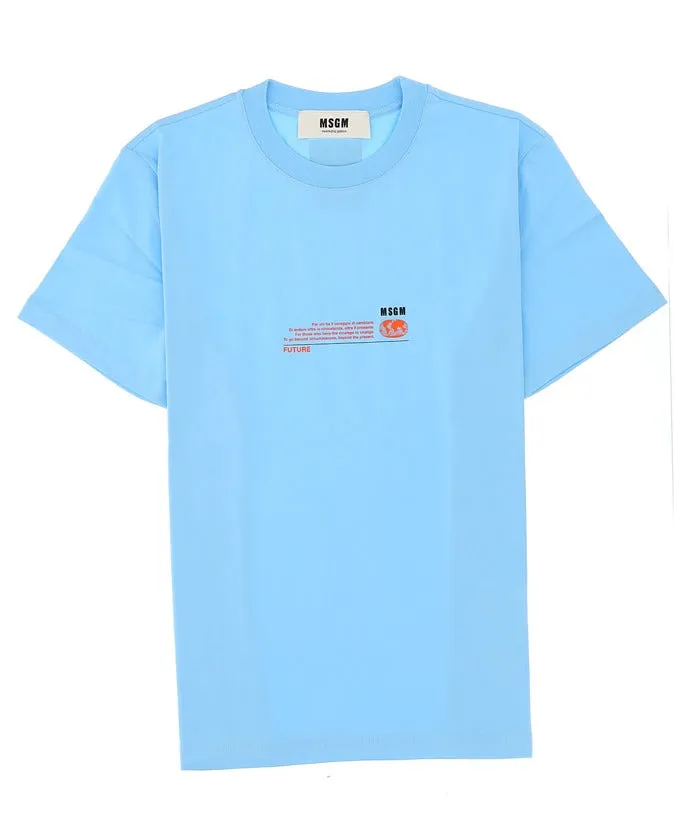MSGM Slogan Printed Crewneck T-Shirt
