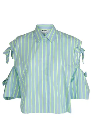 MSGM Striped Bow Detailed Shirt