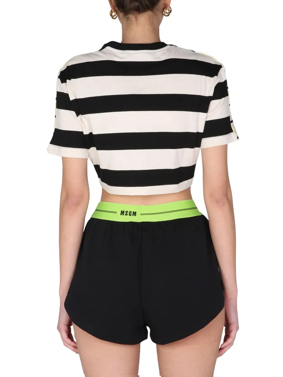 MSGM Tie-Waist Cropped T-Shirt