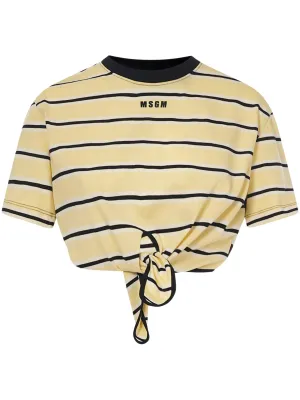 MSGM Tie-Waist Cropped T-Shirt