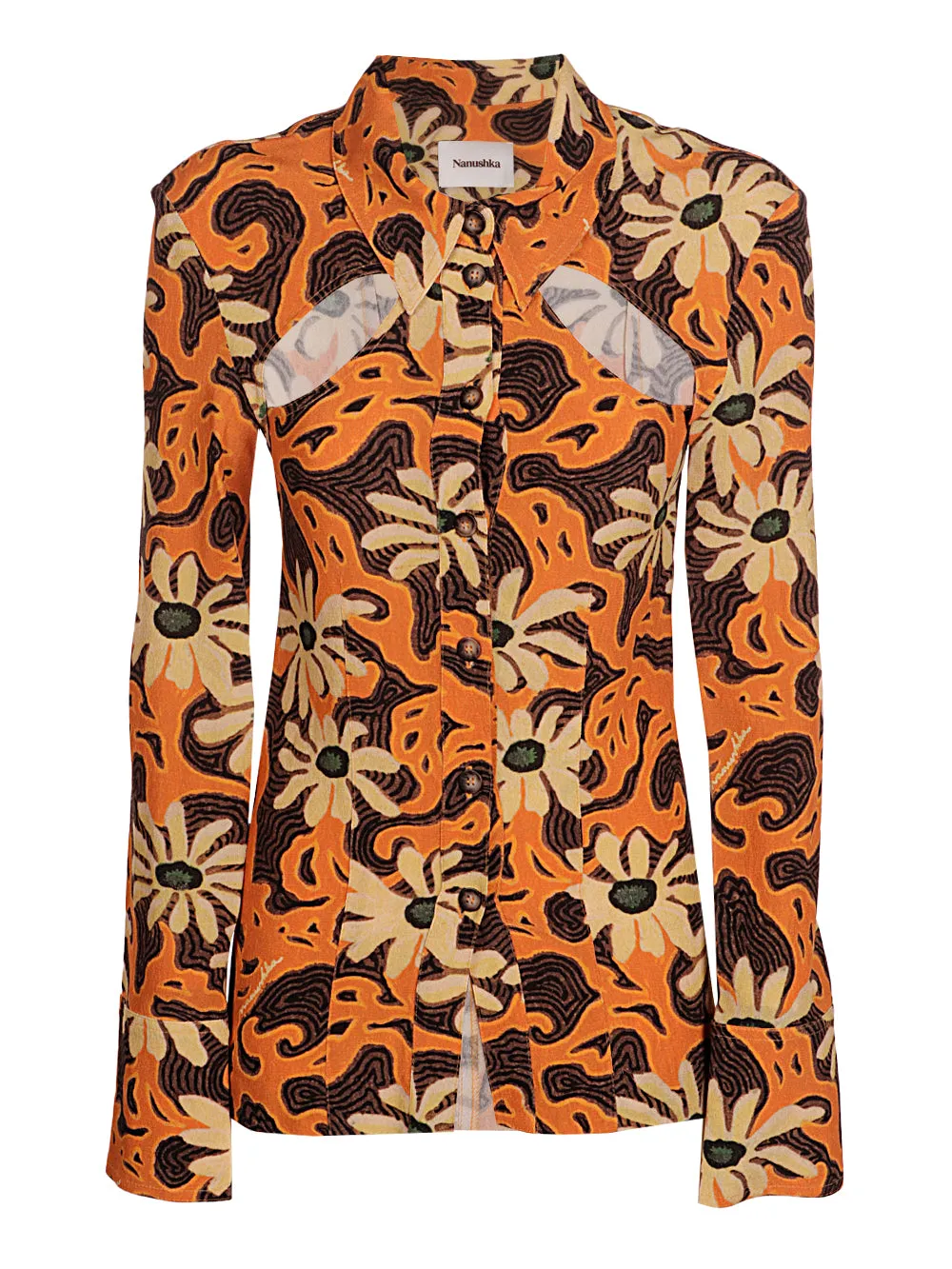Nanushka Printed Cut-Out Detailed Shirt