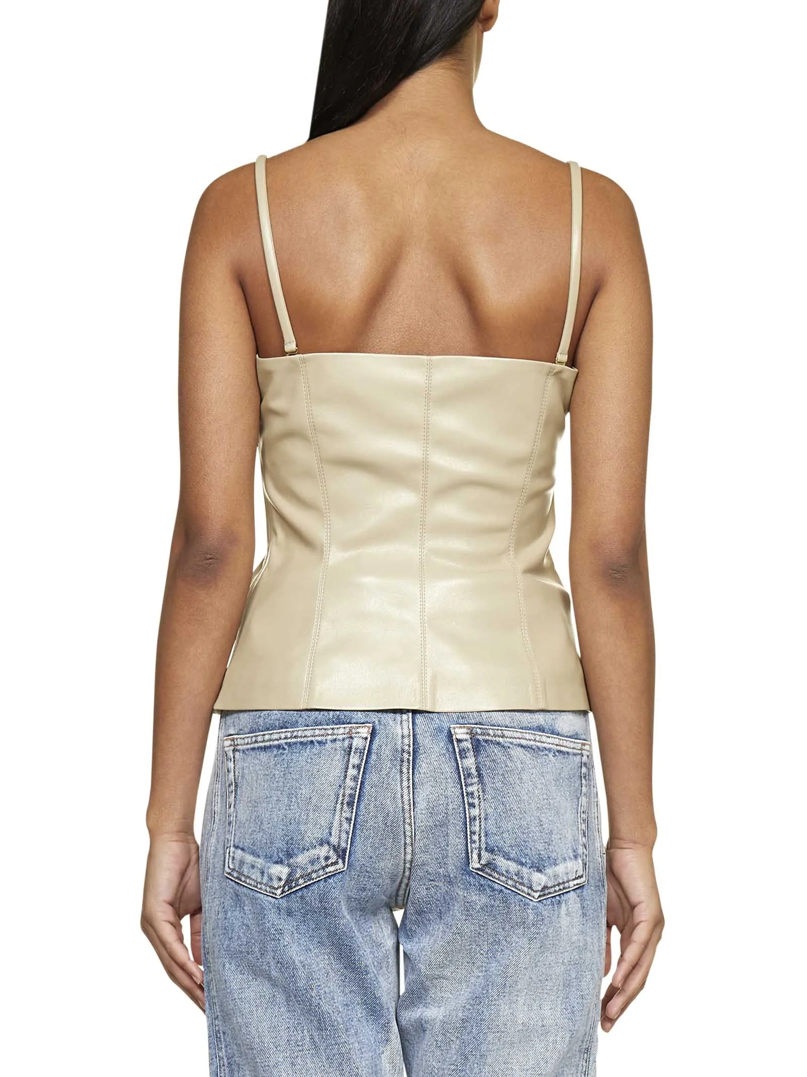 Nanushka Ruffled Faux Leather Top