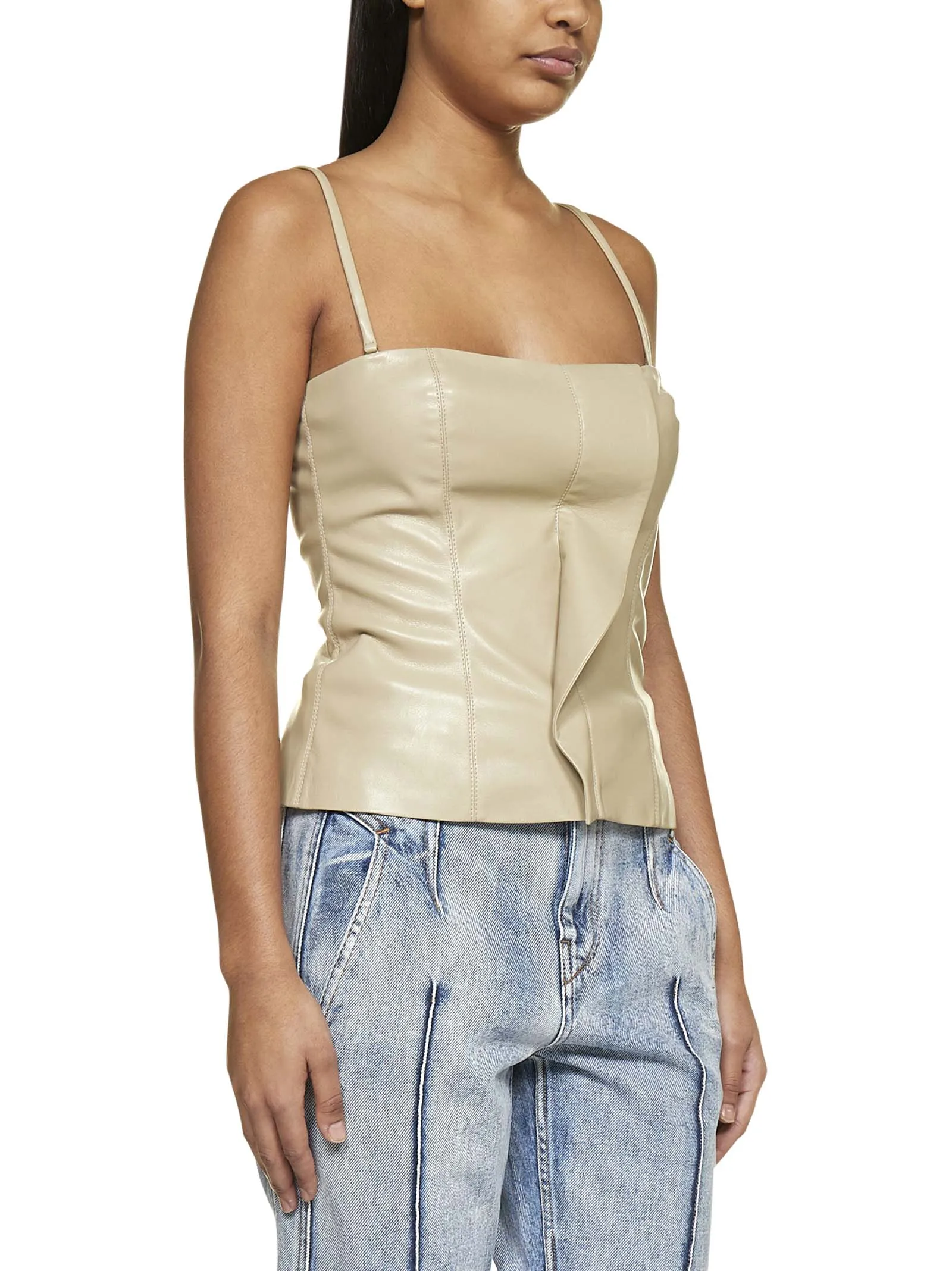 Nanushka Ruffled Faux Leather Top
