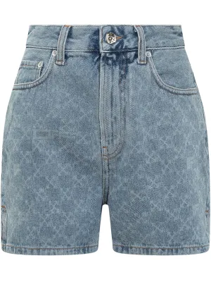 Off-White Arrow Pattern High-Waist Denim Shorts
