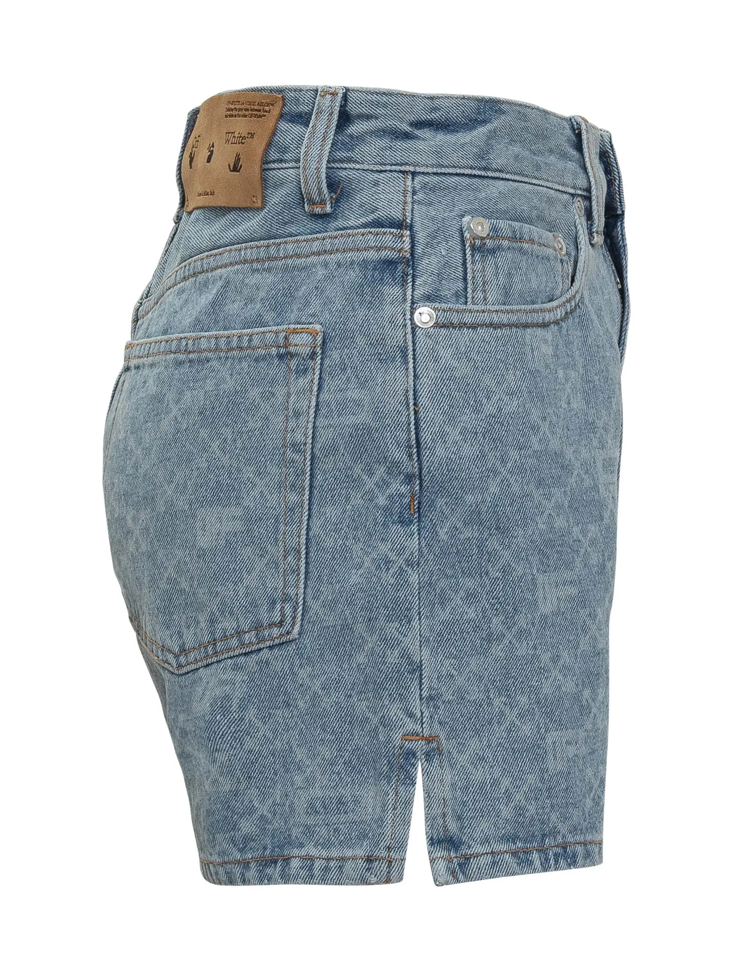 Off-White Arrow Pattern High-Waist Denim Shorts
