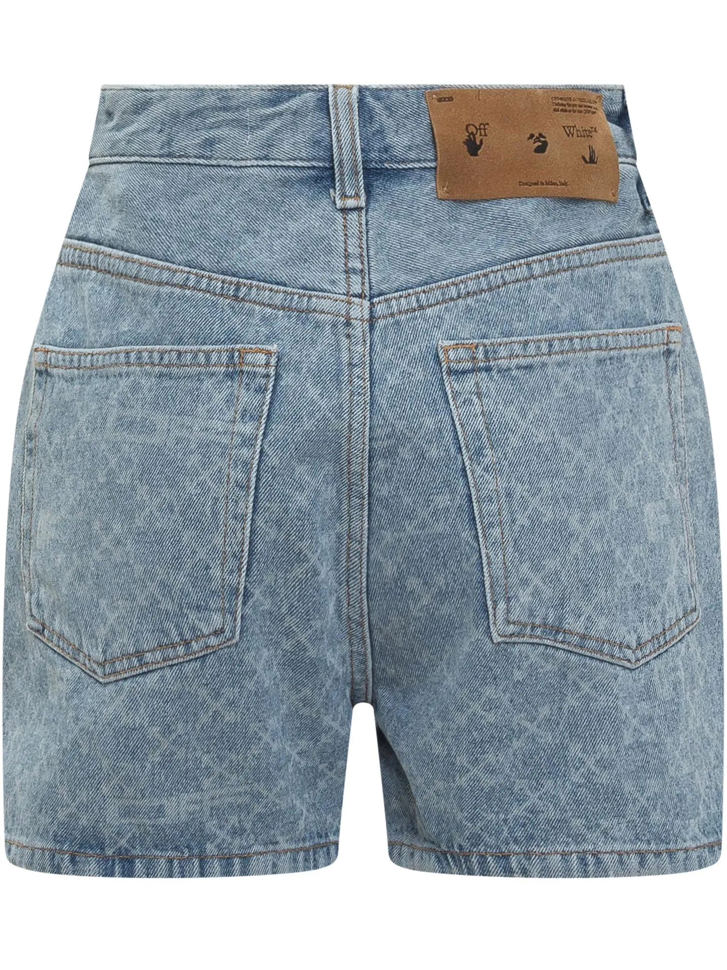 Off-White Arrow Pattern High-Waist Denim Shorts