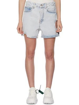 Off-White Cut-Out Button Detailed Denim Shorts