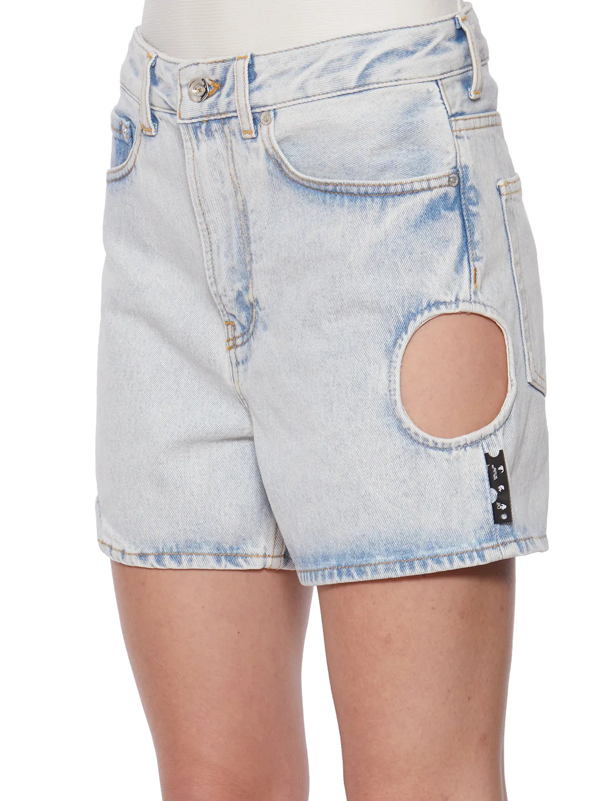 Off-White Cut-Out Button Detailed Denim Shorts