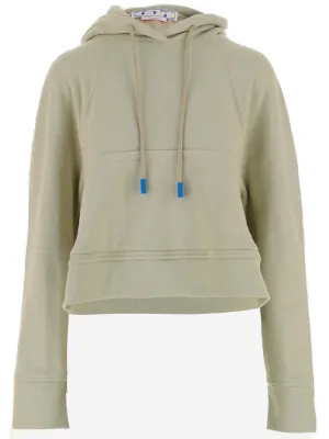 Off-White Drawstring Long-Sleeved Hoodie