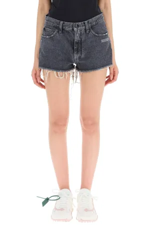 Off-White Frayed Edge Denim Shorts