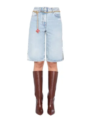 Off-White Logo Printed Denim Shorts