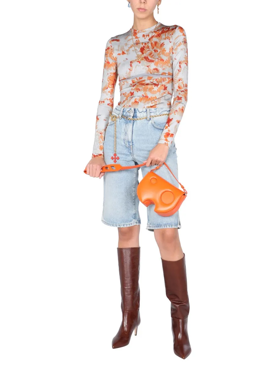 Off-White Logo Printed Denim Shorts