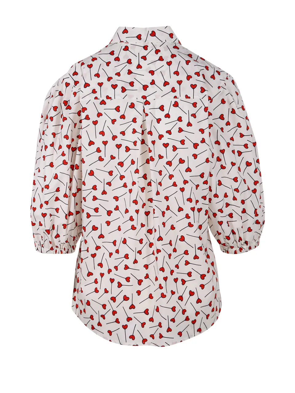 P.A.R.O.S.H. Allover Heart Print Puff-Sleeved Shirt
