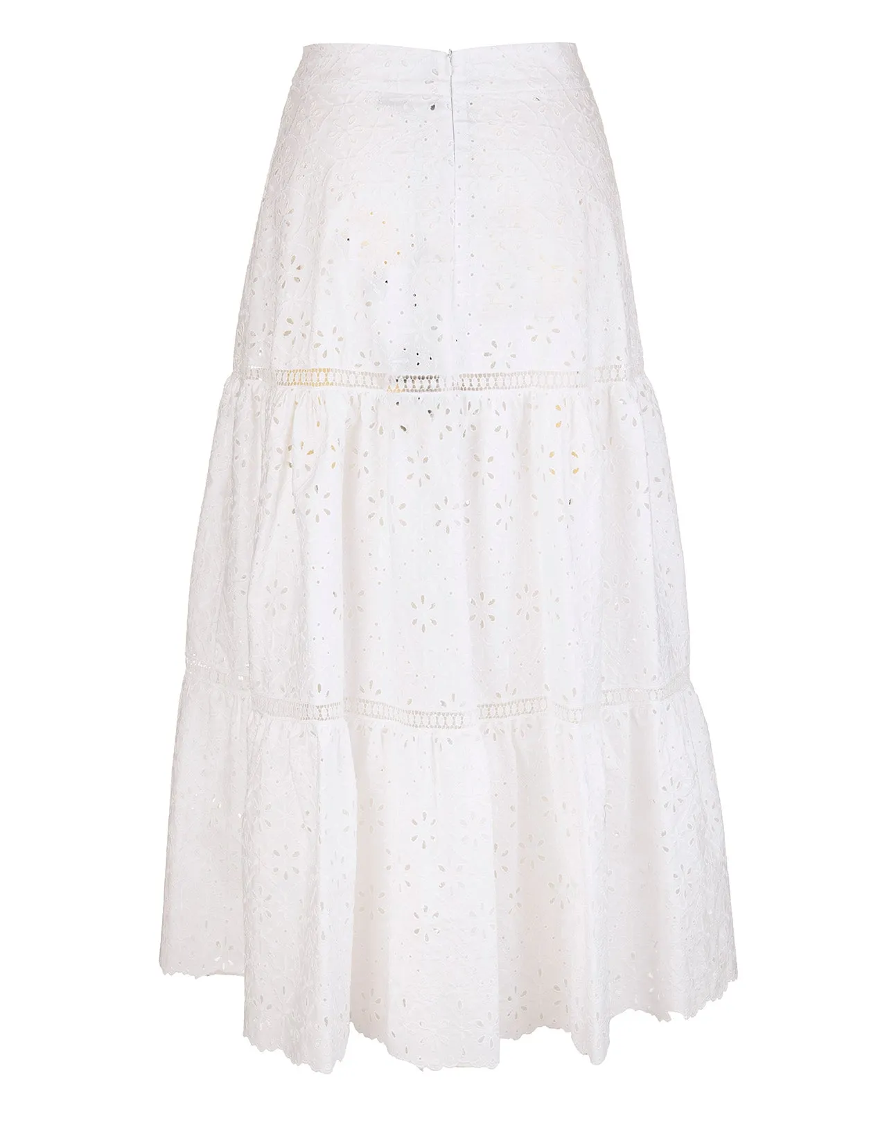 P.A.R.O.S.H. Floral Perforated Midi Skirt