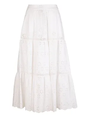 P.A.R.O.S.H. Floral Perforated Midi Skirt