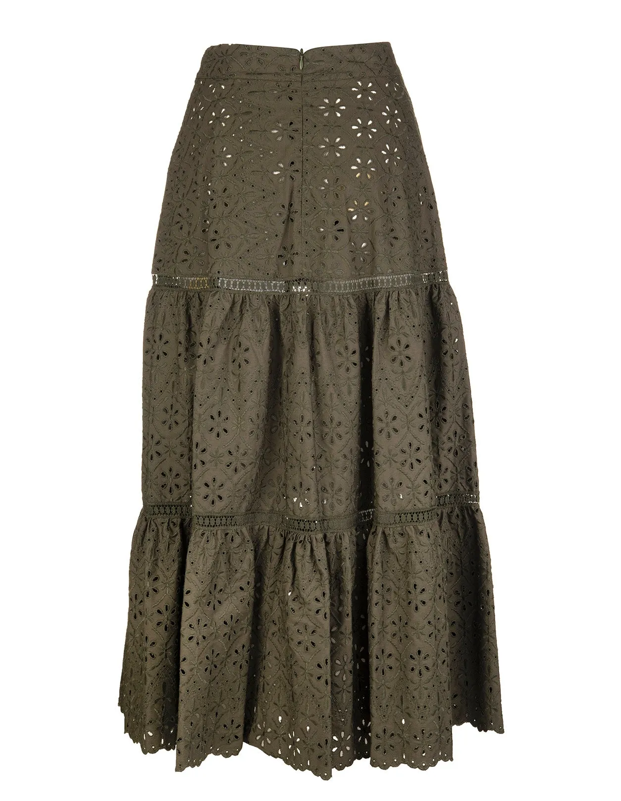 P.A.R.O.S.H. Floral Perforated Midi Skirt