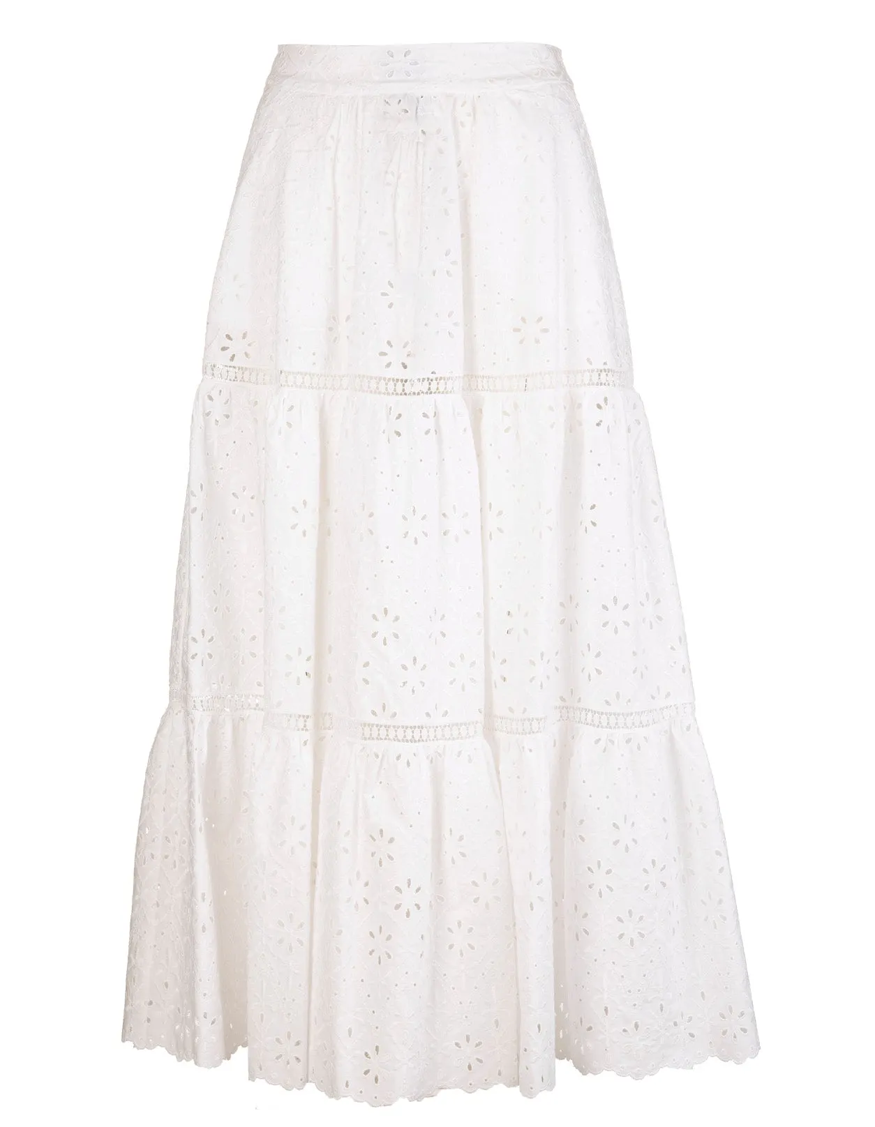 P.A.R.O.S.H. Floral Perforated Midi Skirt