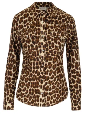 P.A.R.O.S.H. Leopard Printed Curved Hem Shirt
