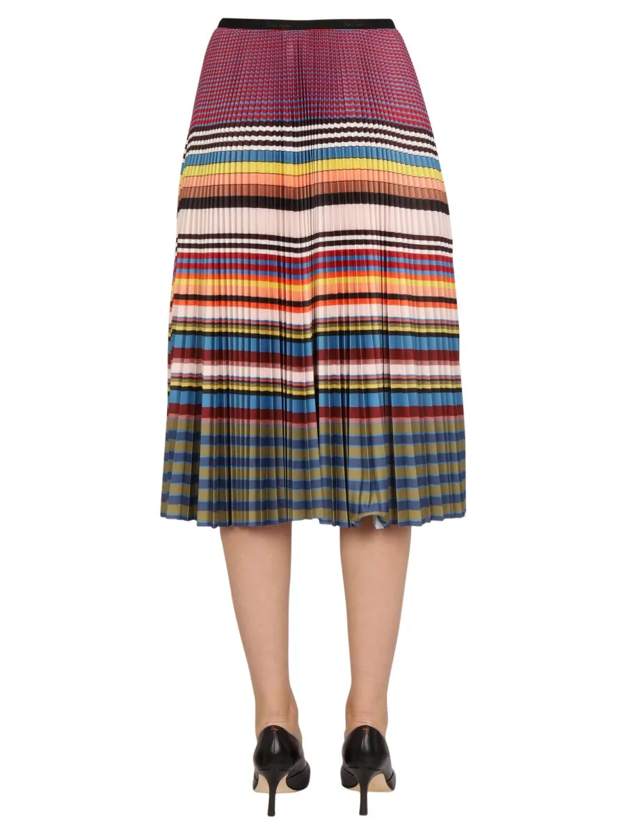 Paul Smith Striped Pleated Midi Skirt