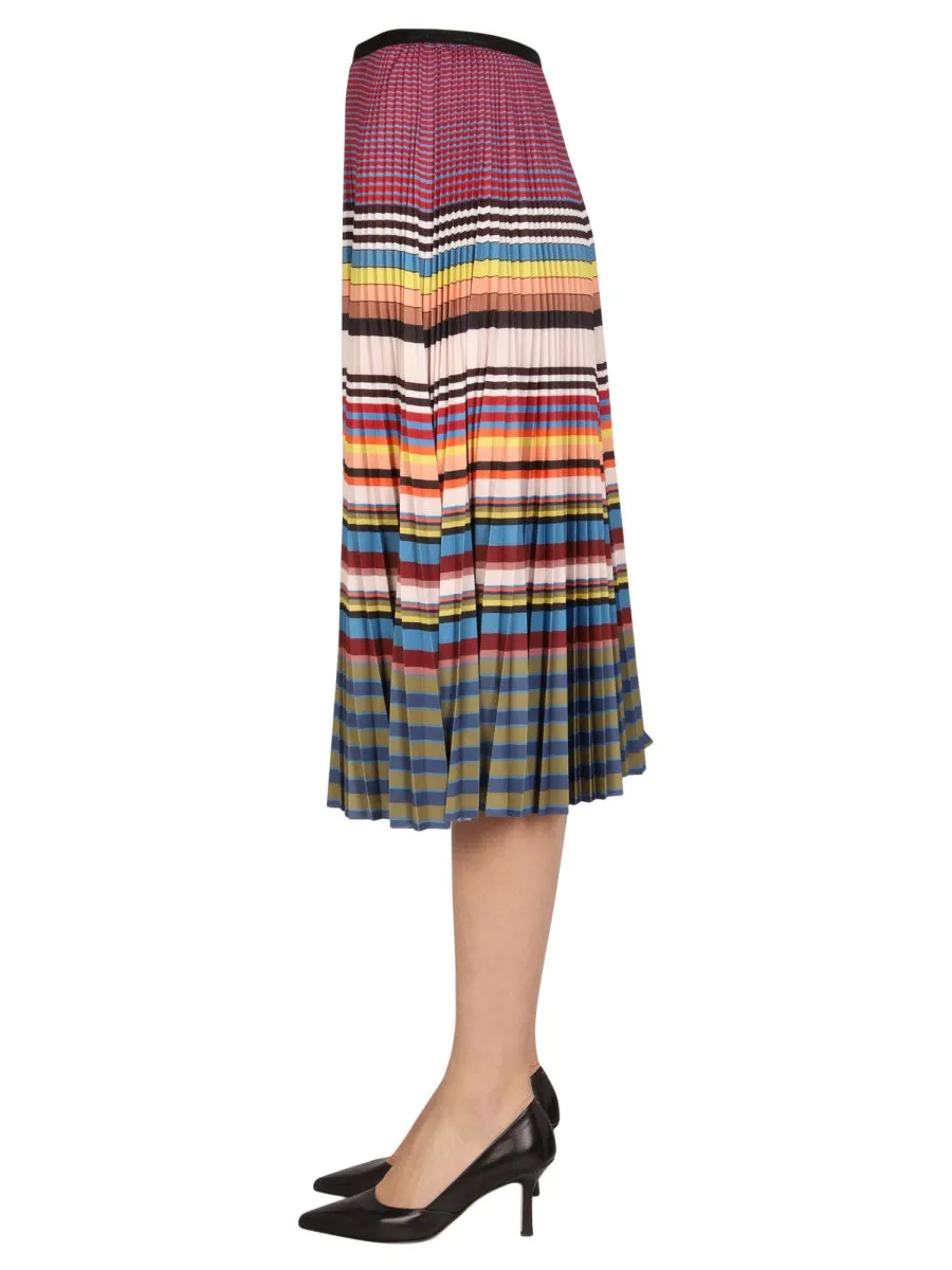 Paul Smith Striped Pleated Midi Skirt