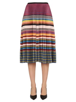 Paul Smith Striped Pleated Midi Skirt