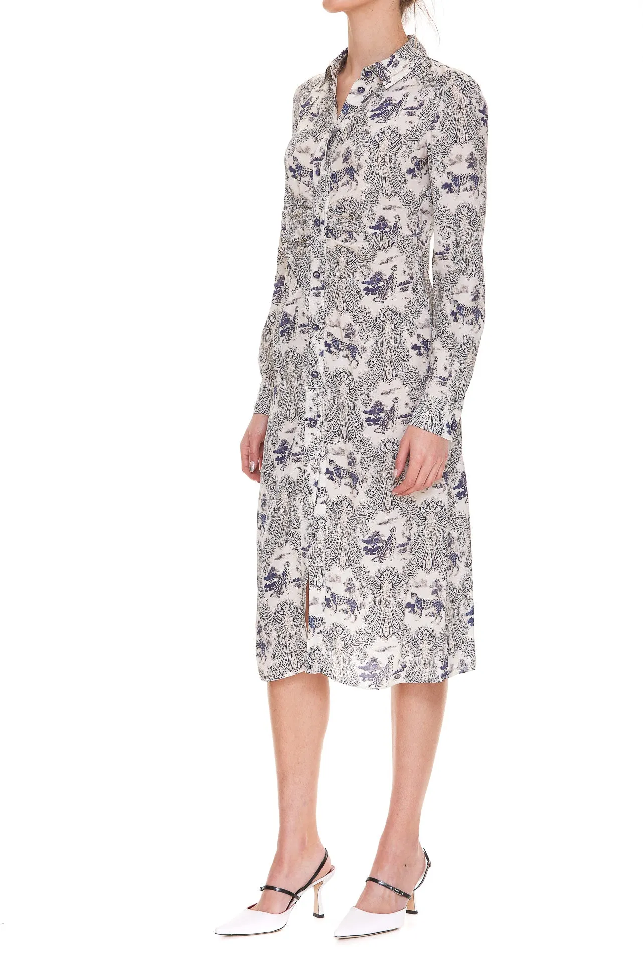 Pinko Allover Floral Print Shirt Dress