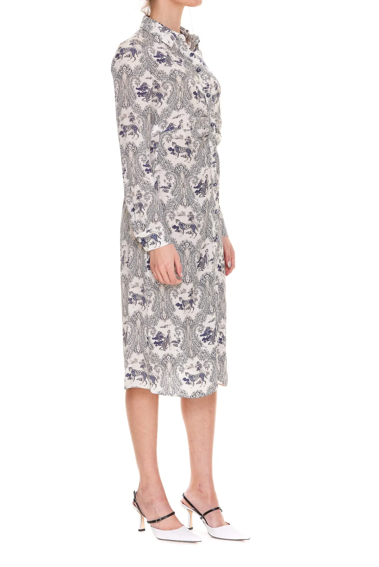 Pinko Allover Floral Print Shirt Dress