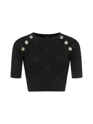 Pinko Allover Logo Crop Knit Top