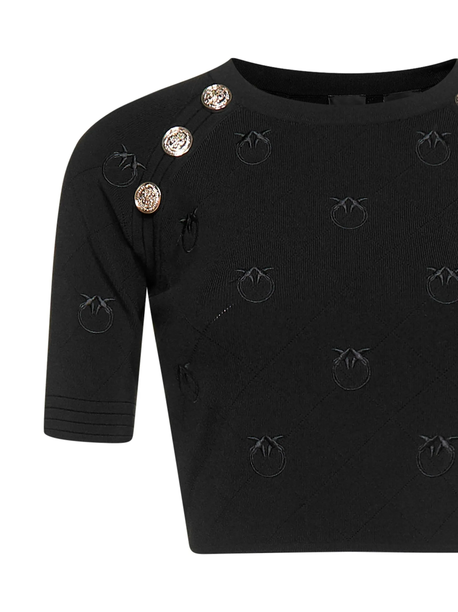 Pinko Allover Logo Crop Knit Top