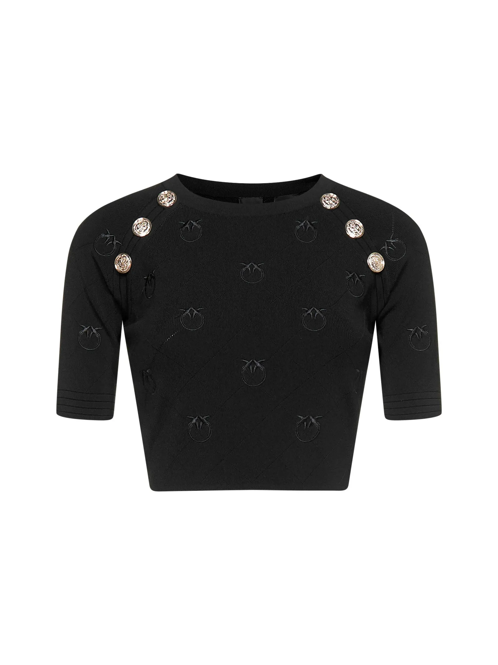 Pinko Allover Logo Crop Knit Top