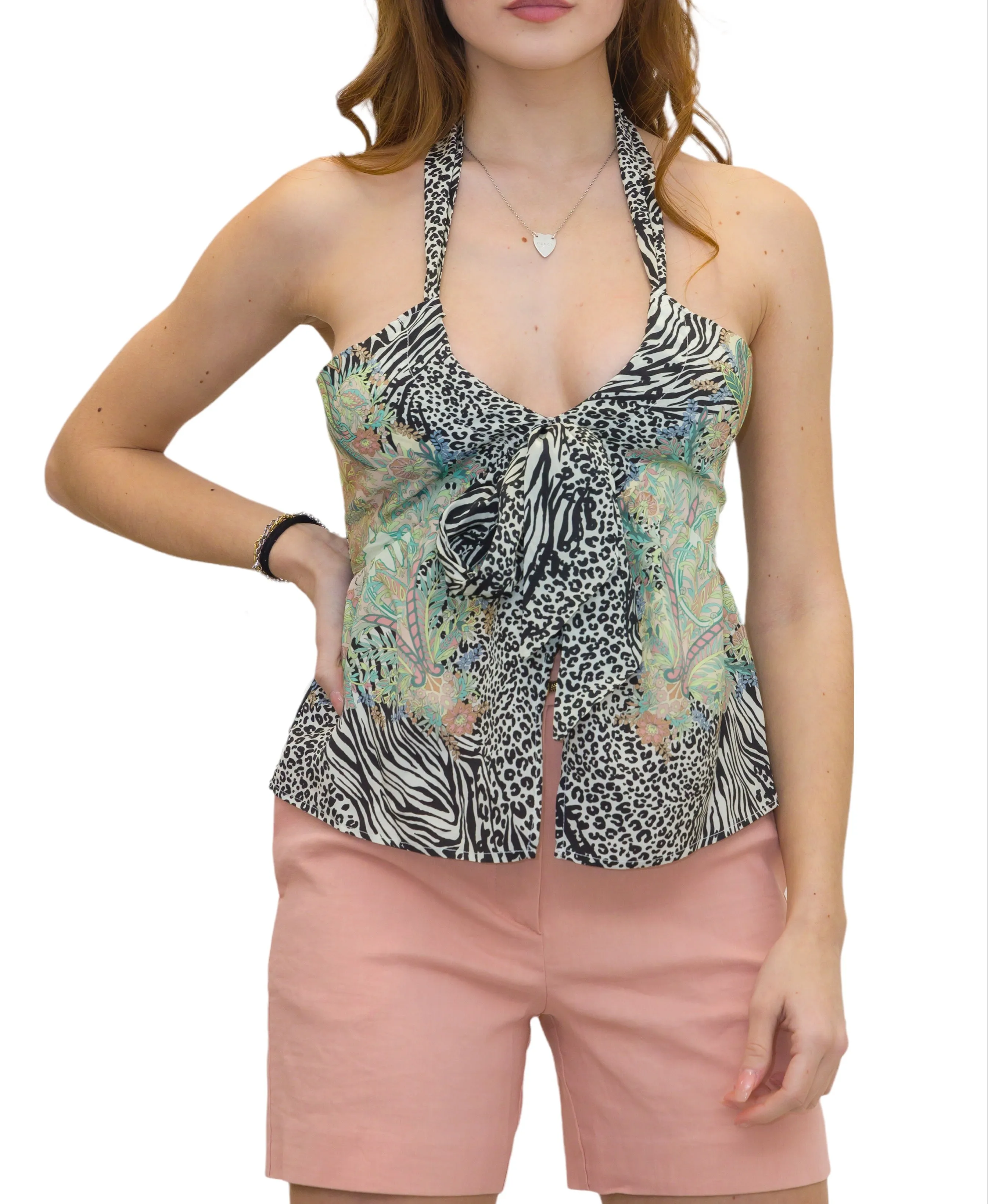 Pinko Bow Detailed Halterneck Top