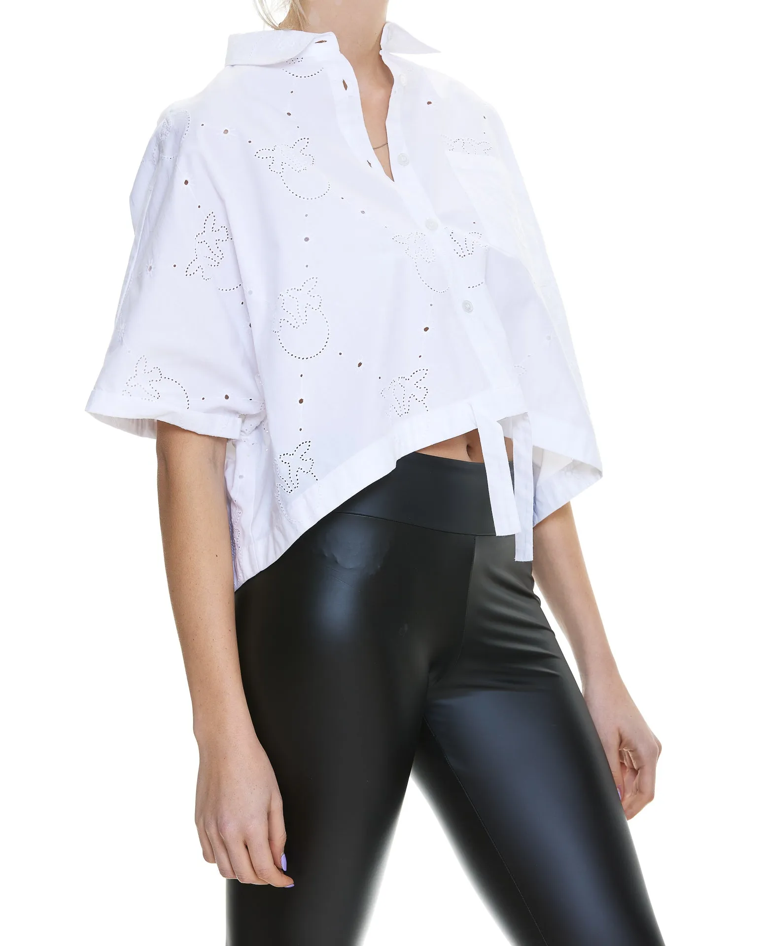 Pinko Drawstring Short Sleeved Cropped Shirt